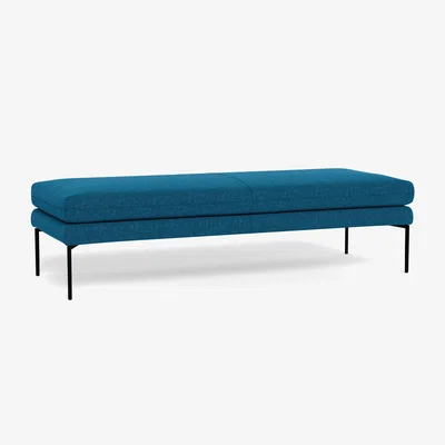 Heal's Heal's Matera Bench 160cm St Moritz Wool Teal 149 Black Feet - Heal's UK Furniture