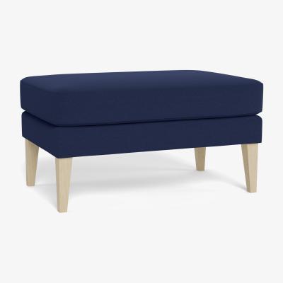 Heal's Heal's Richmond Ottoman Melton Wool New Navy Walnut Feet - Heal's UK Furniture
