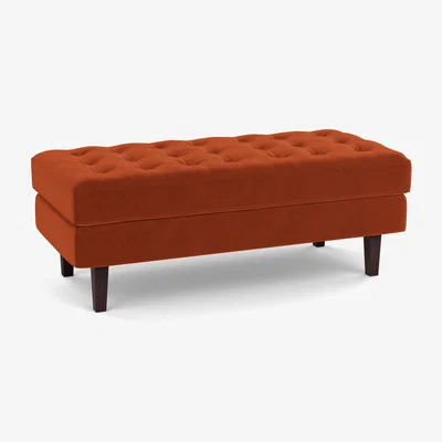 Heal's Heal's Hepburn OttomanNobilis Velvet Rust Walnut Feet - Heal's UK Furniture