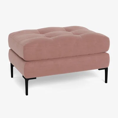 Heal's Heal's Eton Footstool Smart Luxe Velvet Dusky Pink Black Feet