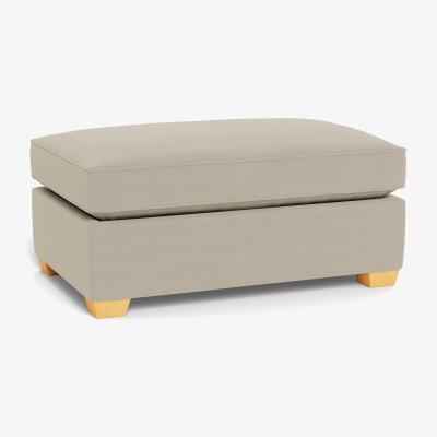 Heal's Heal's Torino Footstool Smart Velvet Blue Black Feet - Heal's UK Furniture