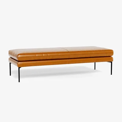 Heal's Heal's Matera Bench 180cm Leather Stonewash Toffee 277 Black Feet - Heal's UK Furniture