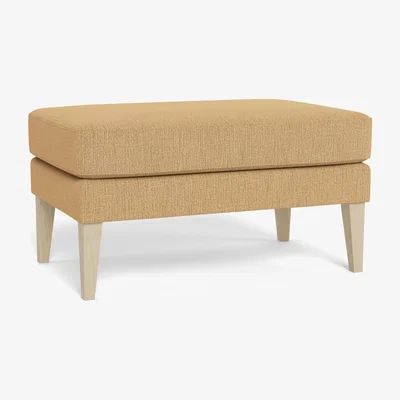 Heal's Heal's Richmond Ottoman Smart Linen Mix Sand Black Feet - Heal's UK Furniture