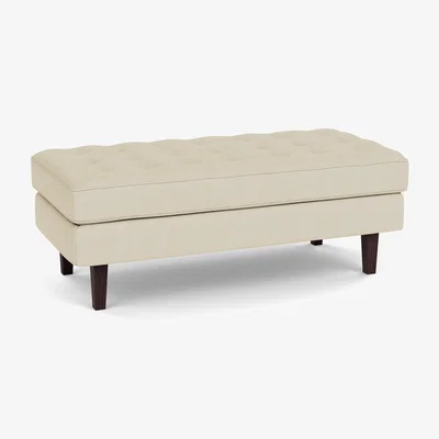 Heal's Heal's Hepburn Ottoman Leather Grain Storm 006 Wenge Black Feet - Heal's UK Furniture