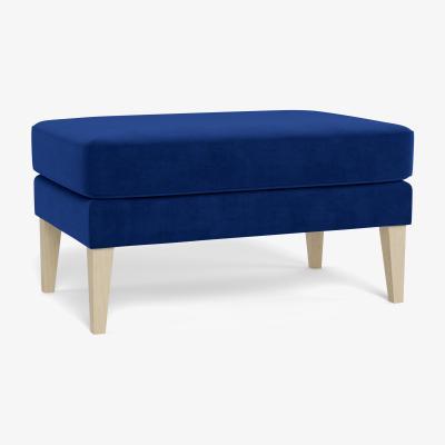 Heal's Heal's Richmond Ottoman Smart Luxe Velvet Azure Black Feet - Heal's UK Furniture