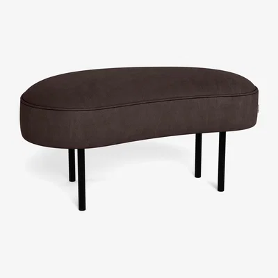 Heal's Heal's Isola Small Ottoman Leather Grain Chocolate 066 Bronze Feet - Heal's UK Furniture