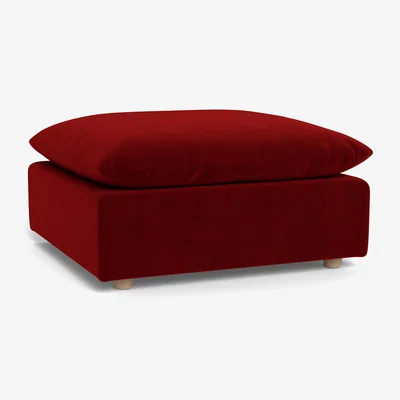 Heal's Heal's Astrid Ottoman Smart Luxe Velvet Mulberry Natural Beech Feet