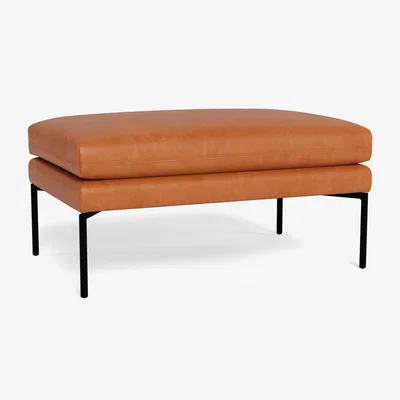 Heal's Heal's Matera Ottoman Daino Leather Treacle Black Feet - Heal's UK Furniture