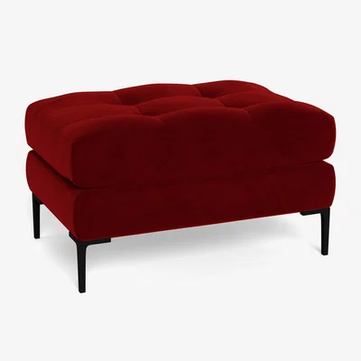 Heal's Heal's Eton Footstool Smart Luxe Velvet Mulberry Brass Feet