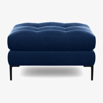 Heal's Heal's Eton Footstool Smart Luxe Velvet Mushroom Brass Feet - Heal's UK Furniture