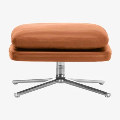 Heal's Vitra Grand Relax Ottoman Leather Cognac Polished Base Felt Glides - Heal's UK Furniture