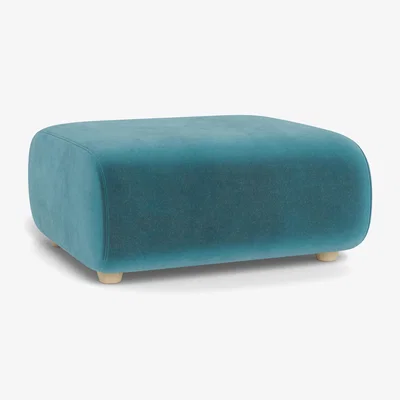 Heal's Heal's Lilli Ottoman Smart Luxe Velvet Airforce Blue - Heal's UK Furniture
