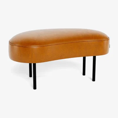 Heal's Heal's Isola Small Ottoman Leather Stonewash Toffee 277 Bronze Feet - Heal's UK Furniture