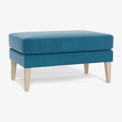 Heal's Heal's Richmond Ottoman Smart Velvet Ocean Black Feet - Heal's UK Furniture