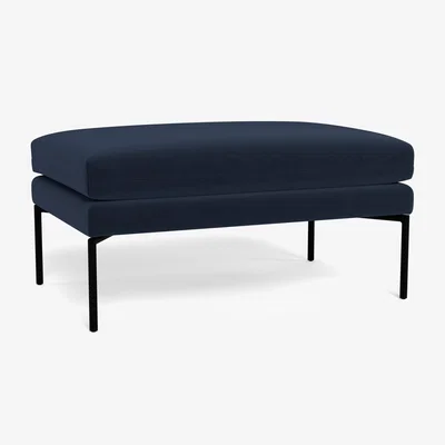 Heal's Heal's Matera Large Ottoman Linea Leather 634 Black Feet - Heal's UK Furniture