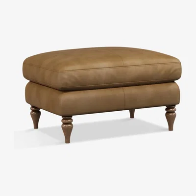 John Lewis John Lewis & Partners Camber Leather Footstool, Dark Leg