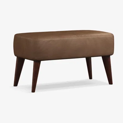 John Lewis John Lewis & Partners Bergen Leather Footstool, Dark Leg