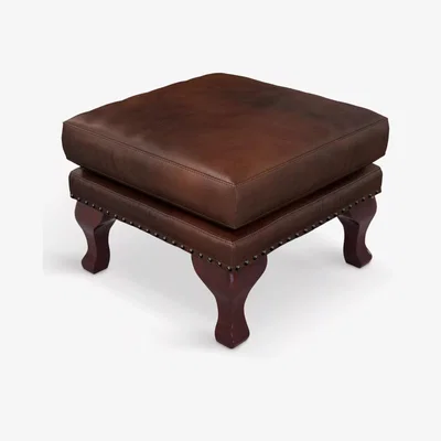 John Lewis John Lewis & Partners Compton Leather Footstool, Dark Leg
