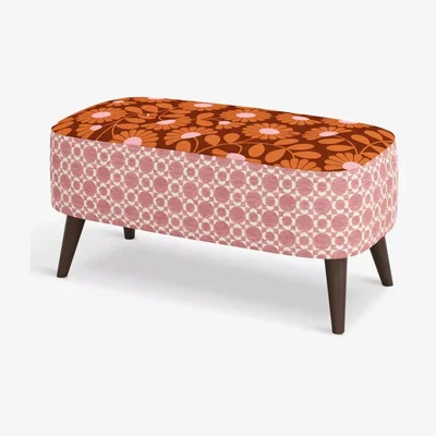 John Lewis Orla Kiely Donegal Footstool, Dark Leg