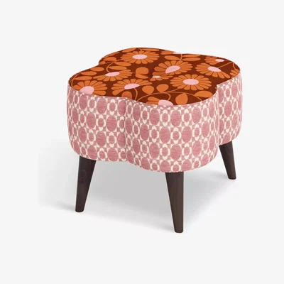 John Lewis Orla Kiely Daisy Small Footstool, Dark Wood