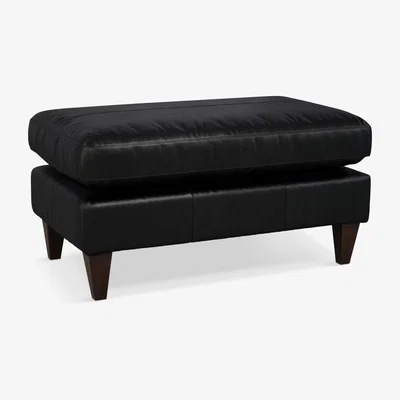 John Lewis John Lewis & Partners Bailey Leather Footstool, Dark Leg