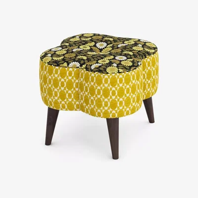 John Lewis Orla Kiely Daisy Small Footstool, Dark Wood