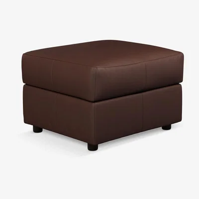 John Lewis John Lewis & Partners Oliver Modular Leather Storage Stool Unit, Dark Leg