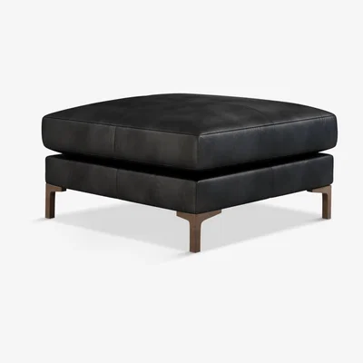 John Lewis John Lewis & Partners Belgrave Leather Footstool, Dark Leg