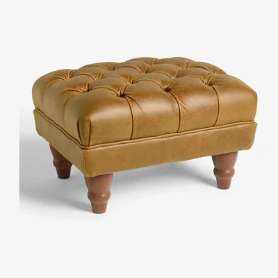 John Lewis John Lewis Library Leather Footstool, Dark Leg