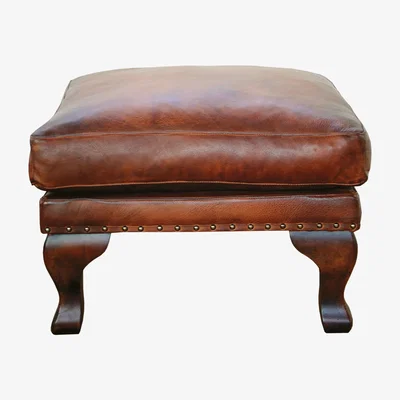 John Lewis John Lewis & Partners Compton Leather Footstool, Cognac