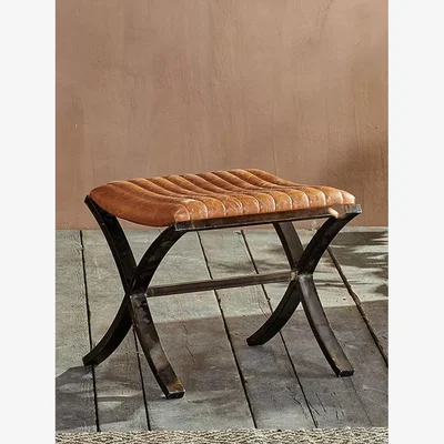 John Lewis Nkuku Narwana Ribbed Leather Footstool
