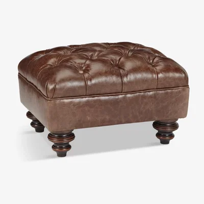 John Lewis John Lewis & Partners Claverdon Semi-Aniline Leather Footstool, Galveston Hide