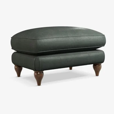 John Lewis Croft Collection Findon Leather Footstool, Dark Leg