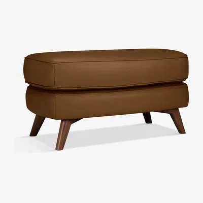 John Lewis John Lewis & Partners Barbican Leather Footstool, Dark Leg