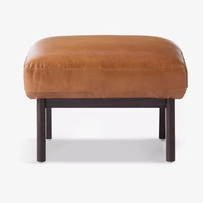 John Lewis west elm Ryder Leather Ottoman, Saddle Leather
