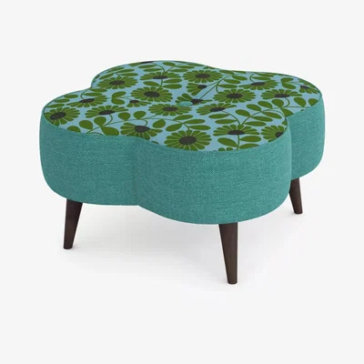 John Lewis Orla Kiely Daisy Large Footstool, Dark Wood