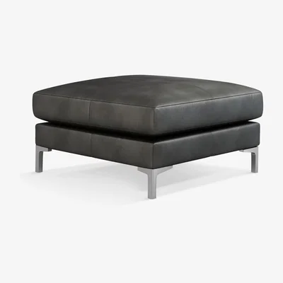 John Lewis John Lewis & Partners Belgrave Leather Footstool, Metal Leg