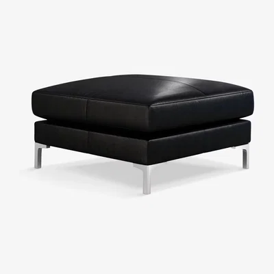 John Lewis John Lewis & Partners Belgrave Leather Footstool, Metal Leg
