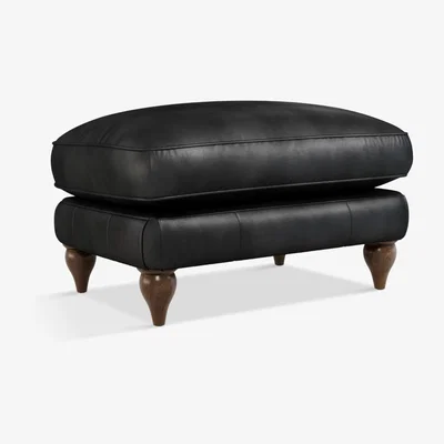 John Lewis Croft Collection Findon Leather Footstool, Dark Leg