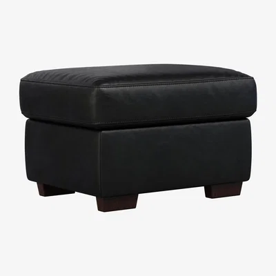 John Lewis John Lewis & Partners Camden Leather Storage Footstool, Dark Leg