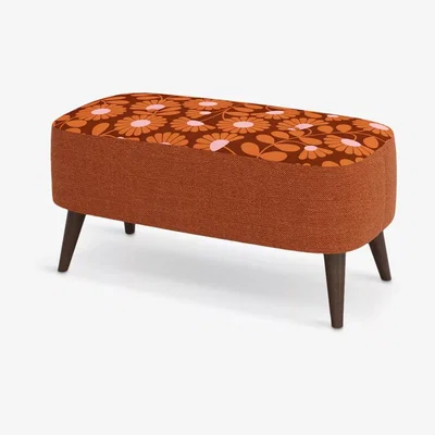 John Lewis Orla Kiely Donegal Footstool, Dark Leg