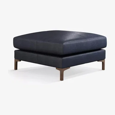 John Lewis John Lewis & Partners Belgrave Leather Footstool, Dark Leg