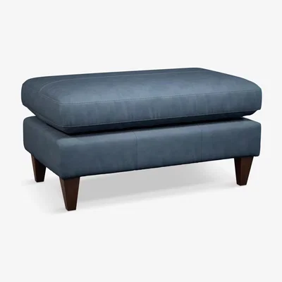 John Lewis John Lewis & Partners Bailey Leather Footstool, Dark Leg