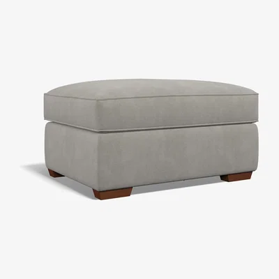 La Redoute Florence Soft Brushed Footstool with Dark Brown Wood Legs