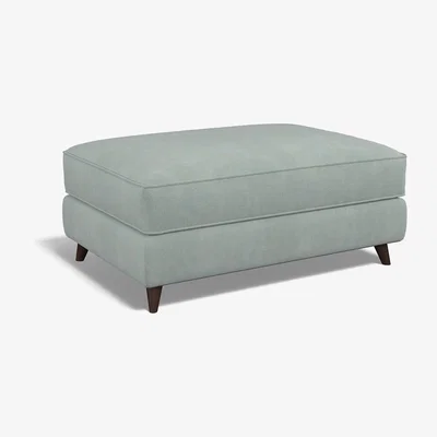 La Redoute Amelia Soft Brushed Footstool with Dark Antique Wood Legs