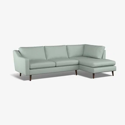 La Redoute Rosa Soft Brushed Chaise - Right Facing with Dark Wood Legs
