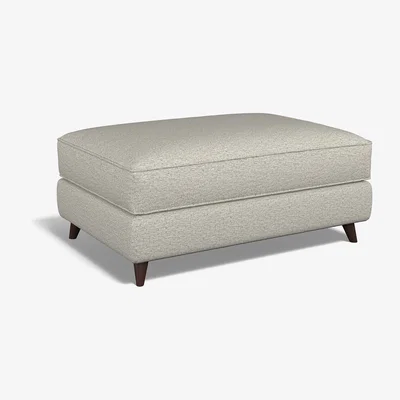 La Redoute Amelia Woven Footstool with Dark Antique Wood Legs