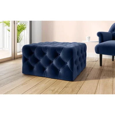 Marks & Spencer M&S Large Square Button Footstool - FTSL - Silver, Silver,Bottle Green,Navy
