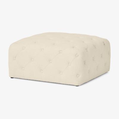 Made.com Hampton Square Pouffe, White Boucle