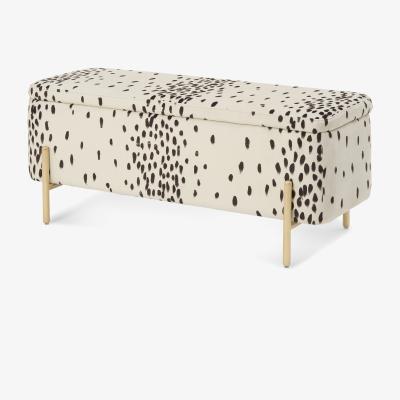 Made.com Poodle & Blonde Asare Dalmatian Upholstered Storage Ottoman Bench, Cocoa